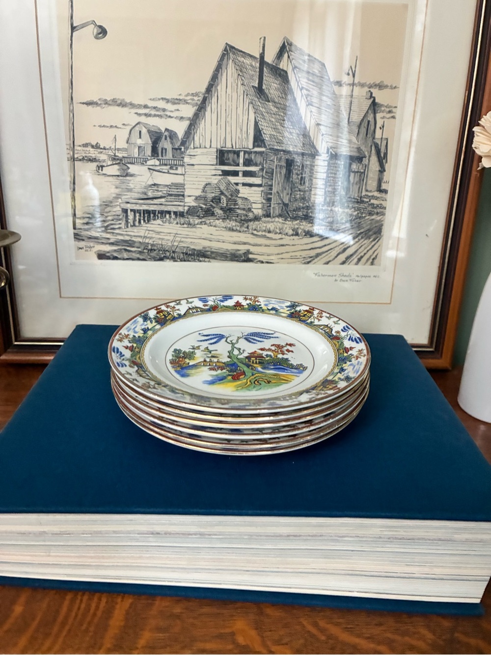 Burgess Ware Pagoda Salad Plates Set of 6